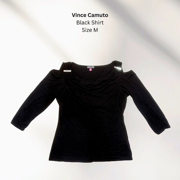 Vince Camuto Black Off-Shoulder Top Size M - 3/4 Sleeve Blouse - Picture 1 of 1